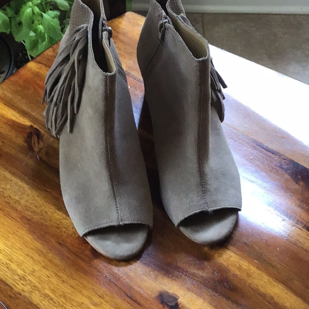 Beautiful Kensi suede leather open toe  boots
